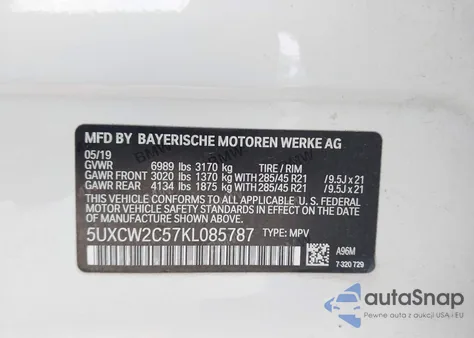 2019 BMW X7 xDrive40I from USA, damaged, VIN 5UXCW2C57KL085787